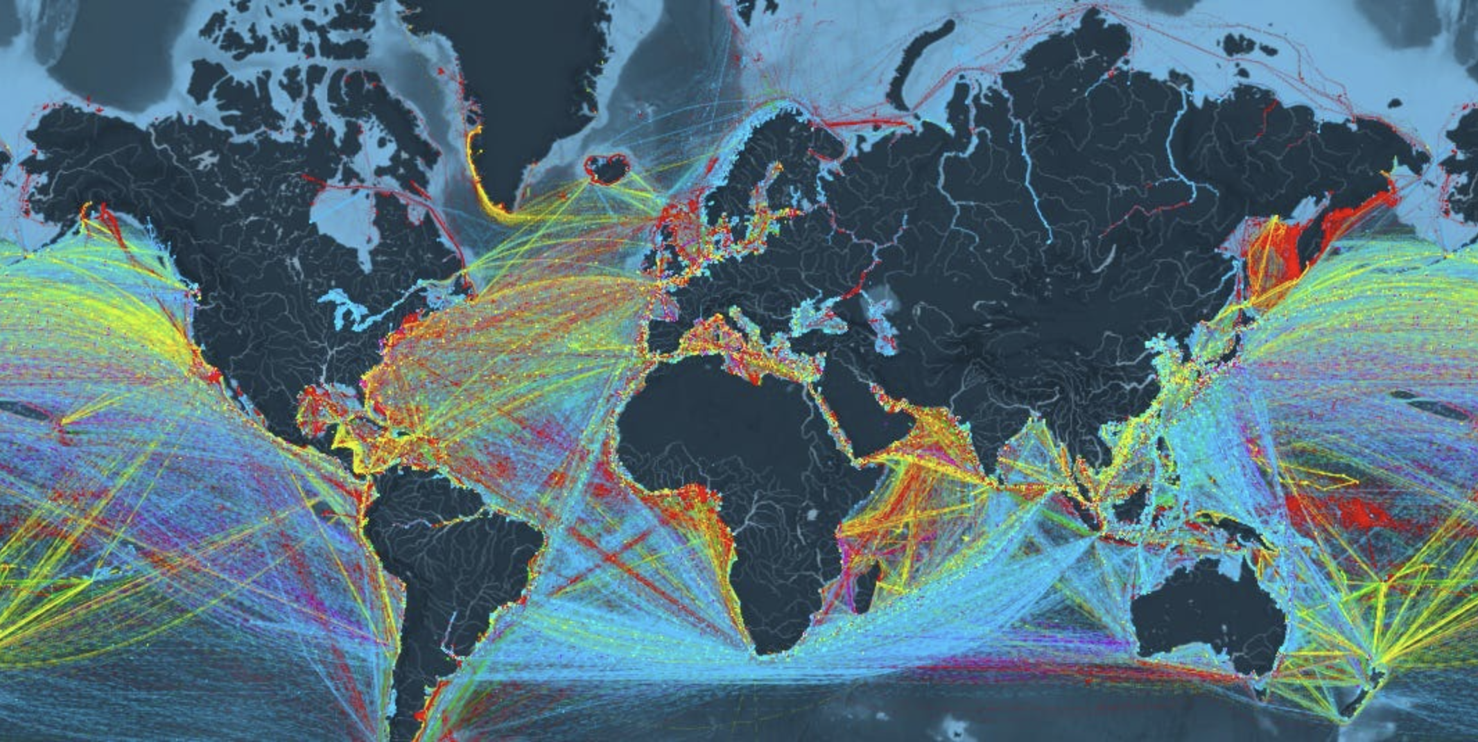 Global map showing the world's pollution