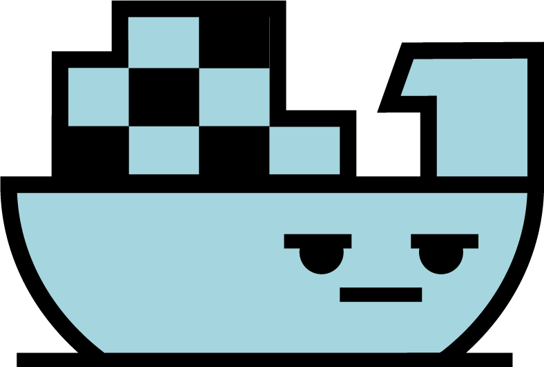 Unimpressed cartoon ship in grey